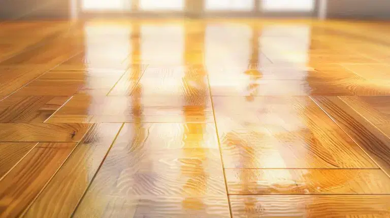 Polished wooden floor with a glossy finish