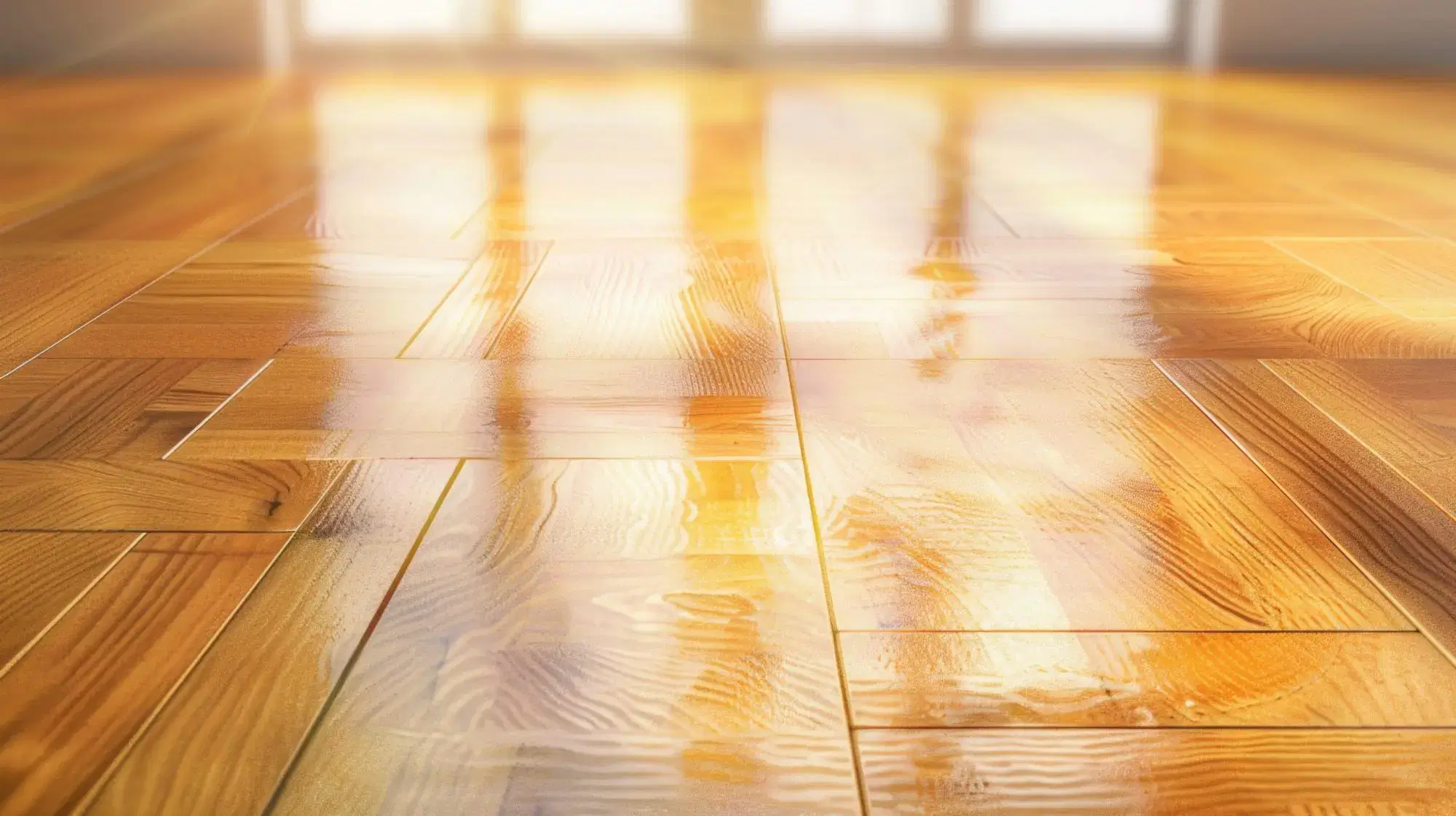Polished wooden floor with a glossy finish