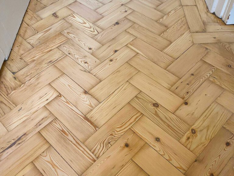 Parquet herringbone flooring restoration