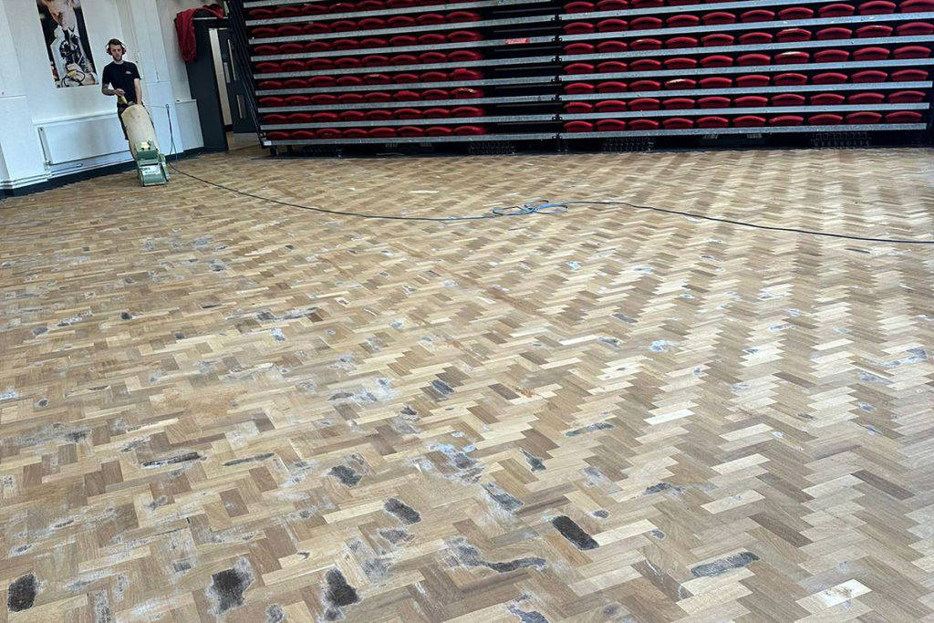 Lymm High School - School hall floor restoration in progress